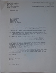 Futuro Corporation Of Colorado & Polykem Correspondence - Charles Cleworth To C.J. Olander - 100770