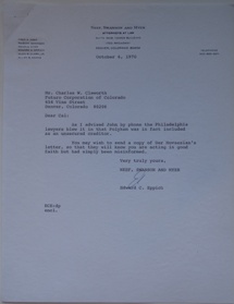 Letter - Neef, Swanson & Myer To Futuro Corporation Of Colorado - 100670