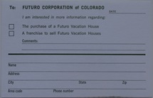 Futuro Corporation Of Colorado - Customer Interest Postcard - Back