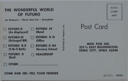 Futuro Advertising Trade Card - Illinois State Fair - Mod Pod Inc - Back