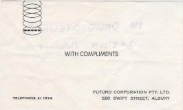 Futuro House - Brett Colquhoun With Compliments Card